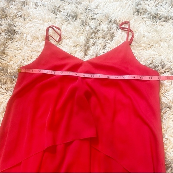 Amanda Uprichard | Tiered redish/orange Spaghetti Strap Mini Dress Size Medium - Picture 6 of 7